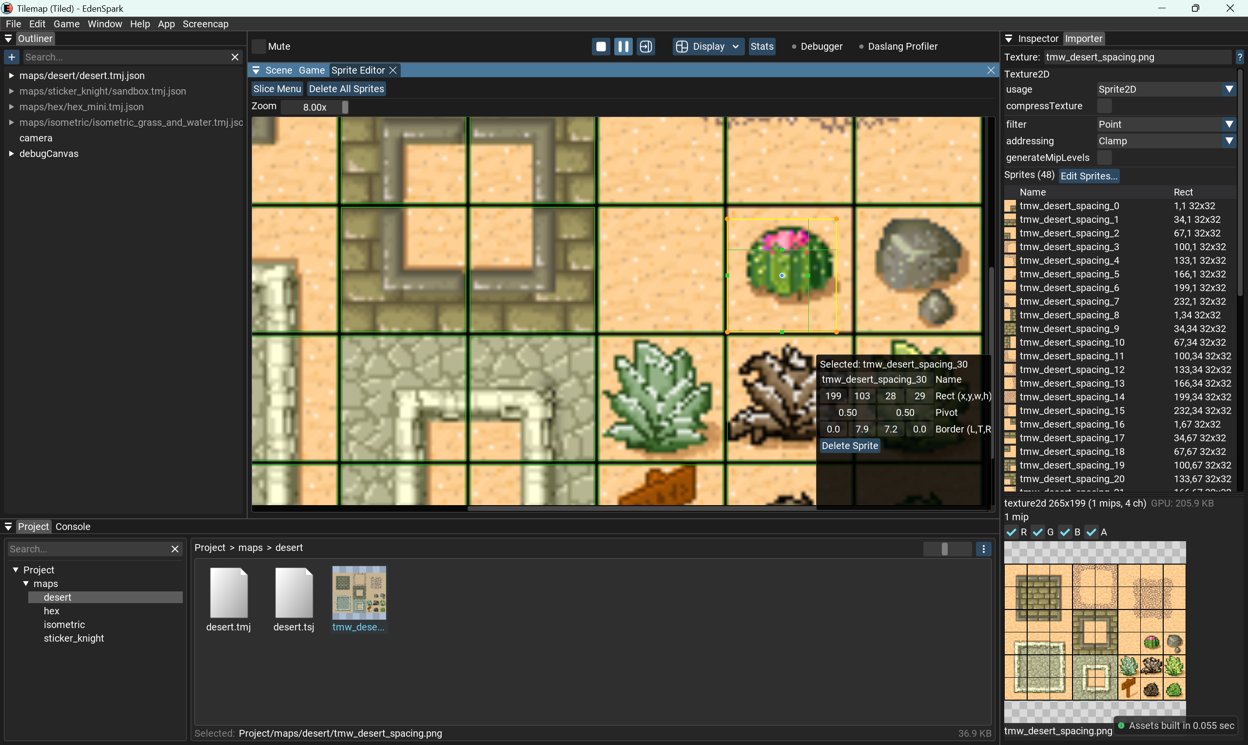 Sprite Editor — editing a single sprite